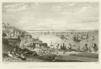 Queenstowns hamn av William Henry Bartlett
