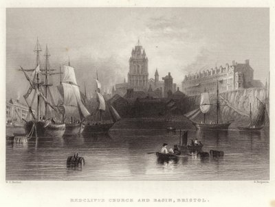 Redcliffe kyrka och bassäng, Bristol av William Henry Bartlett