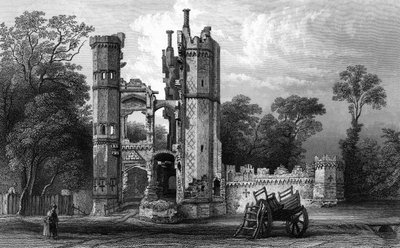 Rester of Nether Hall, nära Harlow, Essex, graverade av John Rogers, c.1832 (gravyr) av William Henry Bartlett