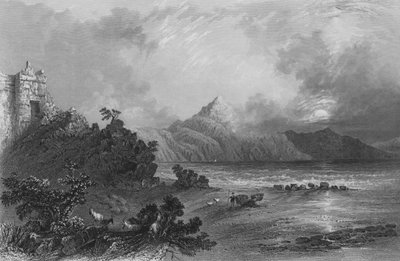 Rester av hamnen i Seleucia, nära Suadeah, berget Casius i fjärran av William Henry Bartlett
