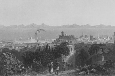 Rhodos, från höjderna, nära Sir Sidney Smiths villa av William Henry Bartlett