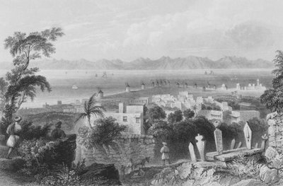 Rhodos, de antika Dodanimerna, med kanalen mellan ön och Mindre Asien av William Henry Bartlett