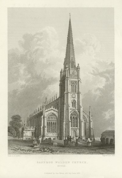 Saffron Walden kyrka, Essex av William Henry Bartlett