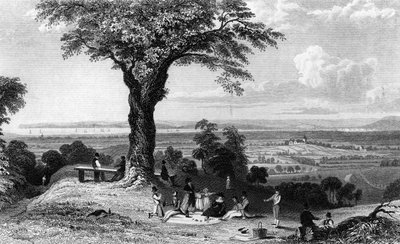 Scen från Laindon Hill, nära Horndon, Essex, graverad av Henry Wallis, 1832 av William Henry Bartlett