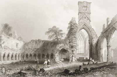 Sligo Abbey, County Sligo, Irland, från "Scenery and Antiquities of Ireland" av George Virtue, 1860-tal (gravyr) av William Henry Bartlett