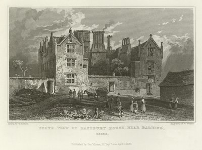 South View of Eastbury House, nära Barking, Essex av William Henry Bartlett