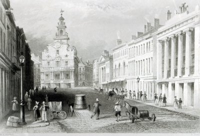 State Street, Boston, graverad av S.Lacey. av William Henry Bartlett