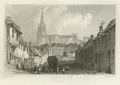 Thaxted, från söder, Essex av William Henry Bartlett