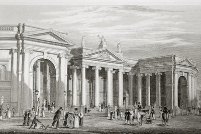 Bank of Ireland, Dublin, byggd 1729, från "Scenery and Antiquities of Ireland" av George Virtue, 1860-talet av William Henry Bartlett