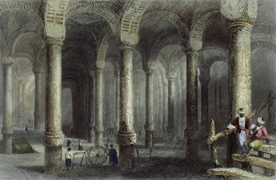 Cisternen i Bin-Veber-Direg, eller The Thousand and One, Istanbul, graverad av J. Carter, ca 1850 (akvatint) av William Henry Bartlett