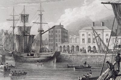 The Custom House, Limerick, Irland på 1830-talet, från "Scenery and Antiquities of Ireland" av George Virtue, 1860-talet av William Henry Bartlett