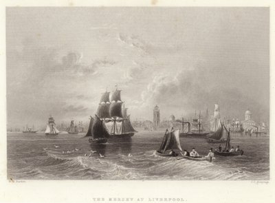 Mersey vid Liverpool av William Henry Bartlett