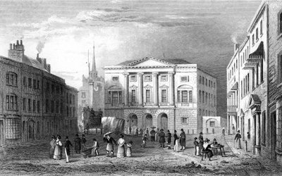 The Shire Hall, Chelmsford, Essex, graverad av Samuel Lacey, 1832 av William Henry Bartlett
