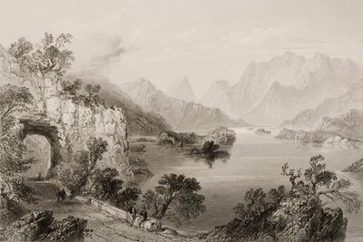 The Upper Lake at Killarney, County Killarney, Irland, från "Scenery and Antiquities of Ireland" av George Virtue, 1860-talet av William Henry Bartlett