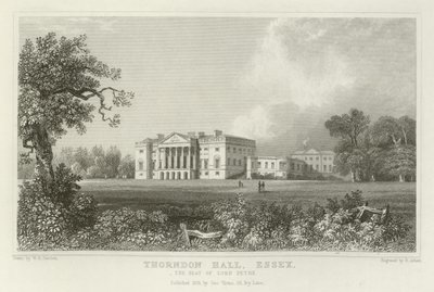 Thorndon Hall, Essex, säte för Lord Petre av William Henry Bartlett