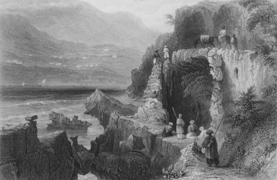 St Georges grav, Kesrouanebukten, Syrien, på vägen från Beirut till Tripoli av William Henry Bartlett