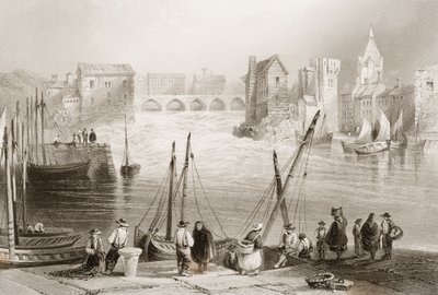 Utsikt över Galway från Claddagh, County Galway, Irland, från "Scenery and Antiquities of Ireland" av George Virtue, 1860-talet av William Henry Bartlett