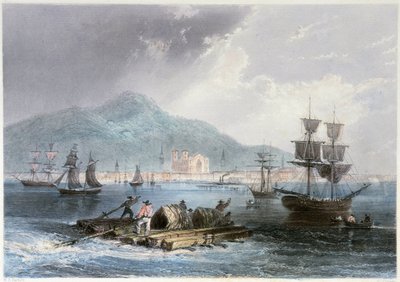 Utsikt över Montreal och båtar - i "" Canadian Scenary illustrerad"" av William Henri Barlett, red. George Virtue av William Henry Bartlett