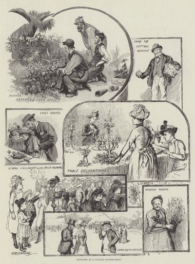 Skisser från en blomsterutställning i en by av William Henry Charles Groome