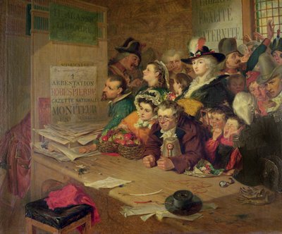 I väntan på nyheten om arresteringen av Robespierre (1758-94) 1794, 1866 av William Henry Fisk