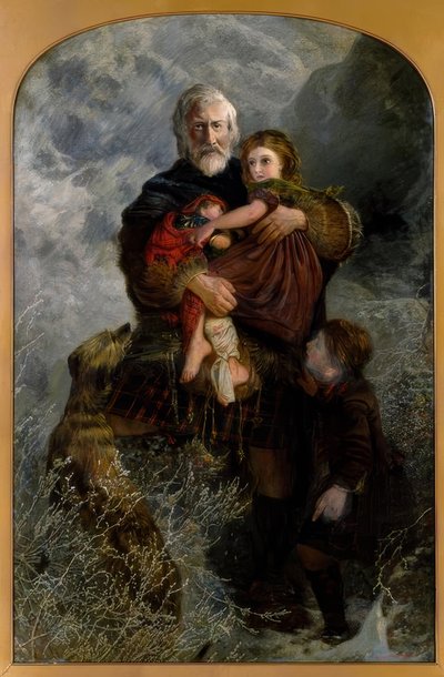 Glencoe-massakern, flyktingar / Målning av W.H.Fisk av William Henry Fisk