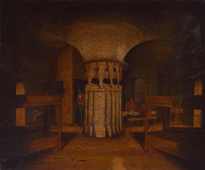 Interiören i ett barackrum, möjligen i ett Martello-torn, ca 1812 (olja på duk) av William Henry Ford