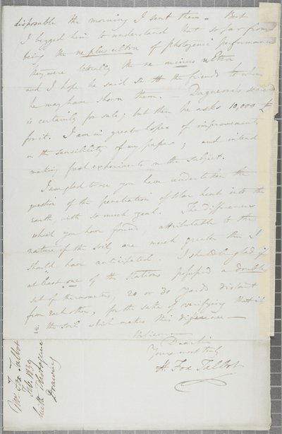 Undertecknat brev från William Henry Fox Talbot till James David Forbes, 1839 av William Henry Fox Talbot