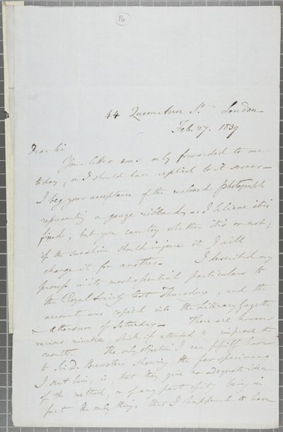 Undertecknat brev från William Henry Fox Talbot till James David Forbes, 1839 av William Henry Fox Talbot