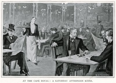 At the Cafe Royal: A Saturday Afternoon Scene, c.1900 (litho) av William Henry Humphris