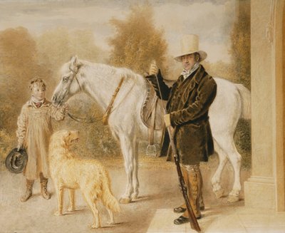 En idrottsman med en pojke, en ponny och en hund, 1827 av William Henry Hunt