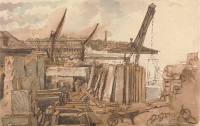 Byggnaden av Waterloo Bridge av William Henry Hunt