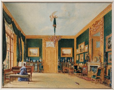 The Green Drawing Room av Earl of Essex i Cassiobury, 1823 av William Henry Hunt