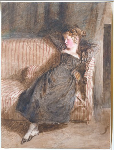 Ung flicka sover på en soffa (wc och penna) av William Henry Hunt