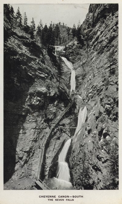 Canyons of Colorado: Cheyenne Canon, South, The Seven Falls (s/v foto) av William Henry Jackson