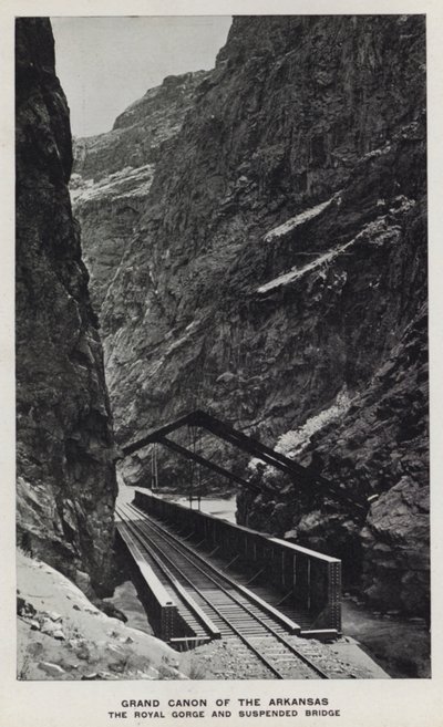 Canyons of Colorado: Grand Canon of the Arkansas, The Royal Gorge och Suspended Bridge (s/v foto) av William Henry Jackson