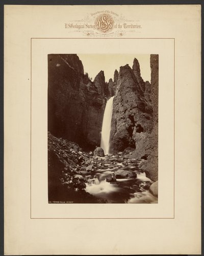 Tower Falls, 115 fot av William Henry Jackson