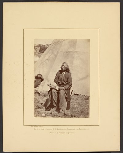 [Washakie eller Shoots the Buffalo Running, Shoshone, Wind River Mountains, Wyoming] av William Henry Jackson