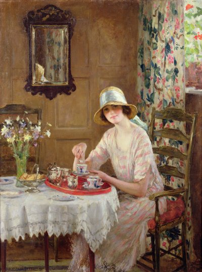 Afternoon Tea (olja på duk) av William Henry Margetson