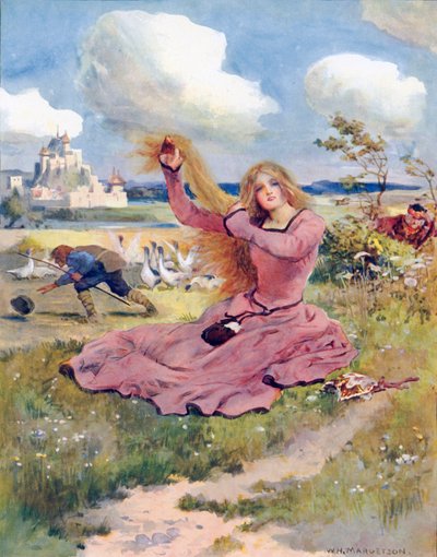 Blås, ni vindar, blås, säger jag, Blås bort gåsflockens hatt av William Henry Margetson