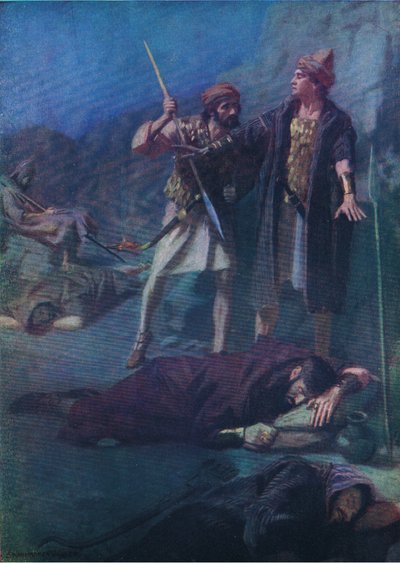 David sparer Saul, från The Bible Picture Book utgiven av Thomas Nelson, c.1950 av William Henry Margetson