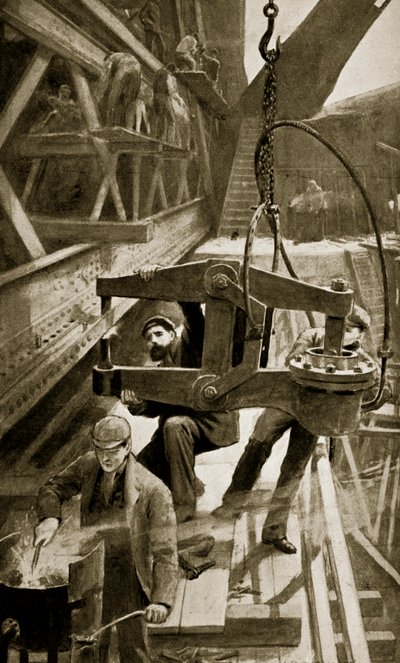 Hydraulisk nitning på Forth Bridge av William Henry Margetson