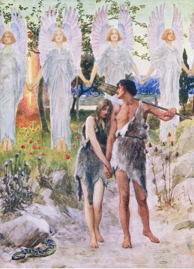 I början, från The Bible Picture Book utgiven av Thomas Nelson, c.1950 av William Henry Margetson