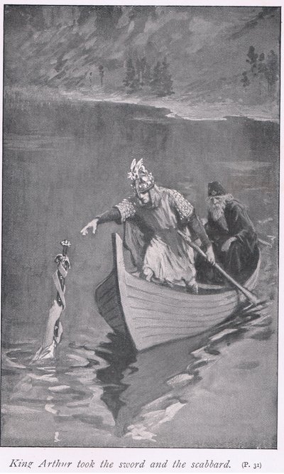 Kung Arthur tog svärdet och skidan av William Henry Margetson