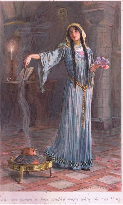 Hon var känd för att ha studerat magi medan hon växte upp i nunneklostret av William Henry Margetson