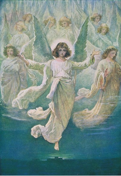 Änglakören, från The Bible Picture Book utgiven av Thomas Nelson, c.1950 av William Henry Margetson