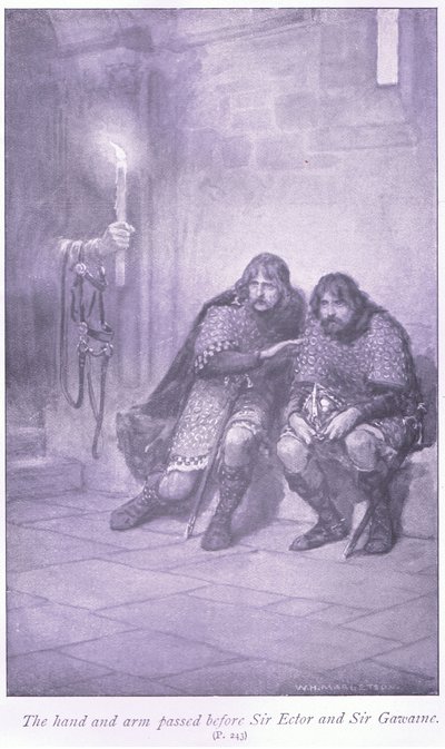 Handen och armen passerade framför Sir Ectar och Sir Gawaine av William Henry Margetson