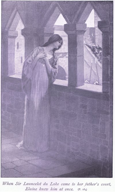 När Sir Launcelot du Lake kom till sin fars hov kände Elaine honom genast av William Henry Margetson