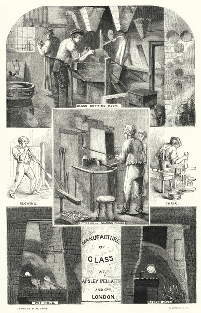 Tillverkning av glas hos Apsley Pellatt and Cos, London (gravyr) av William Henry Pike