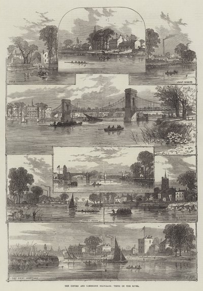 Oxford och Cambridge Boat-Race, utsikt över floden av William Henry Pike