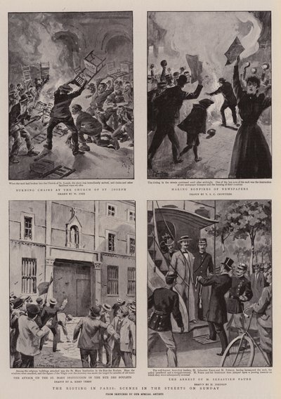 The Rioting in Paris, Scenes in the Streets on Sunday av William Henry Pike